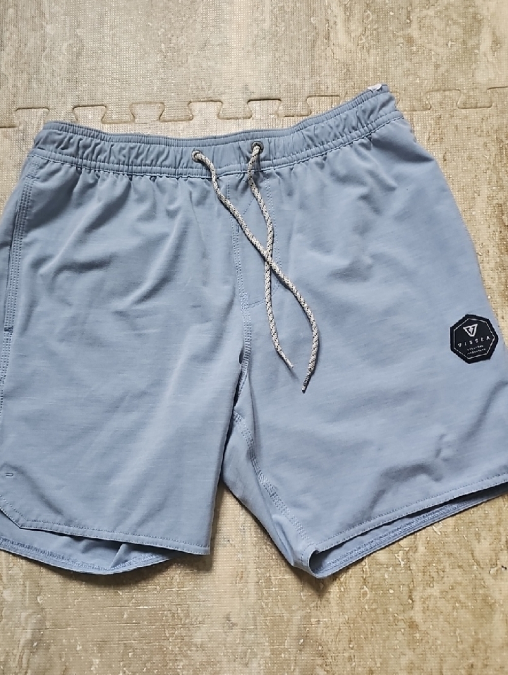VISSLA Pale Blue Elastic Waist Board Shorts